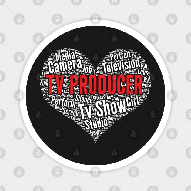 TV producer Heart Shape Word Cloud Design graphic Magnet by theodoros20